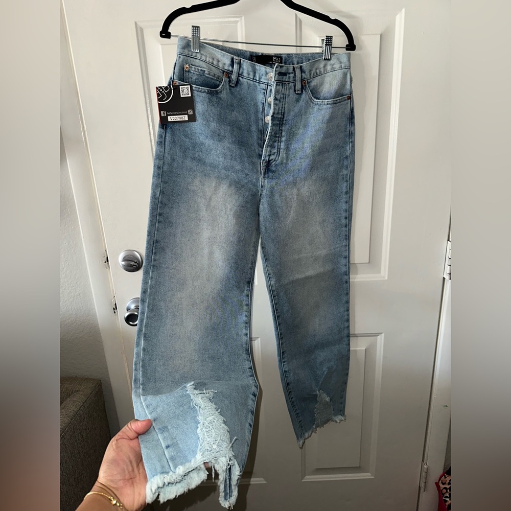 Boom Boom Jeans Distressed Blue Wide Leg Denim